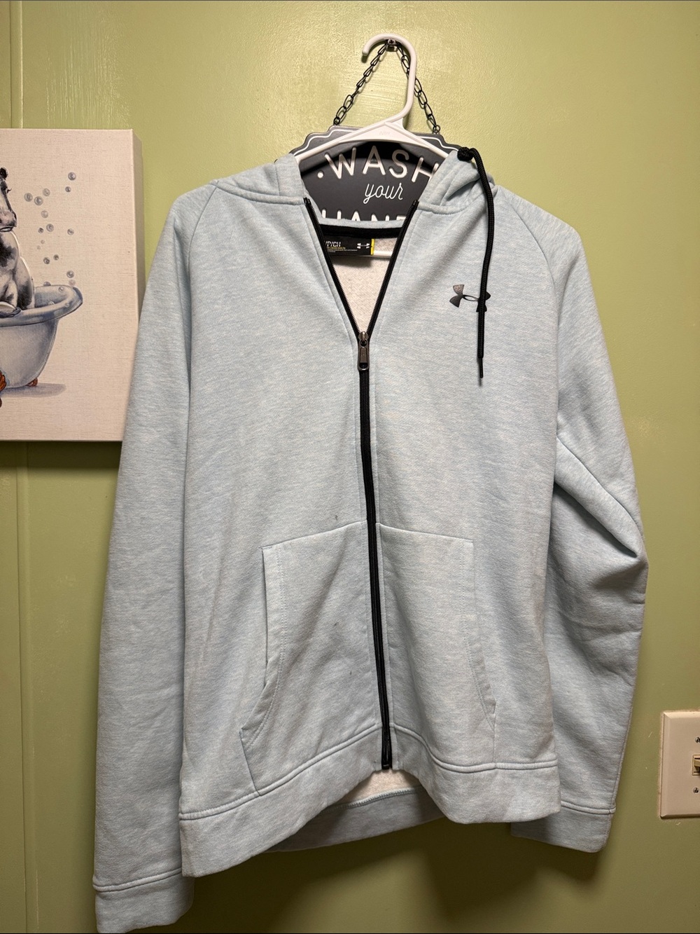 Under Armour Pale Blue Zip-Up Hoodie with Black Accents